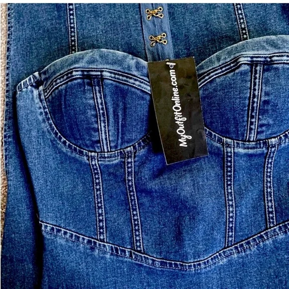 NWT Denim midi corset dress - Picture 2 of 6